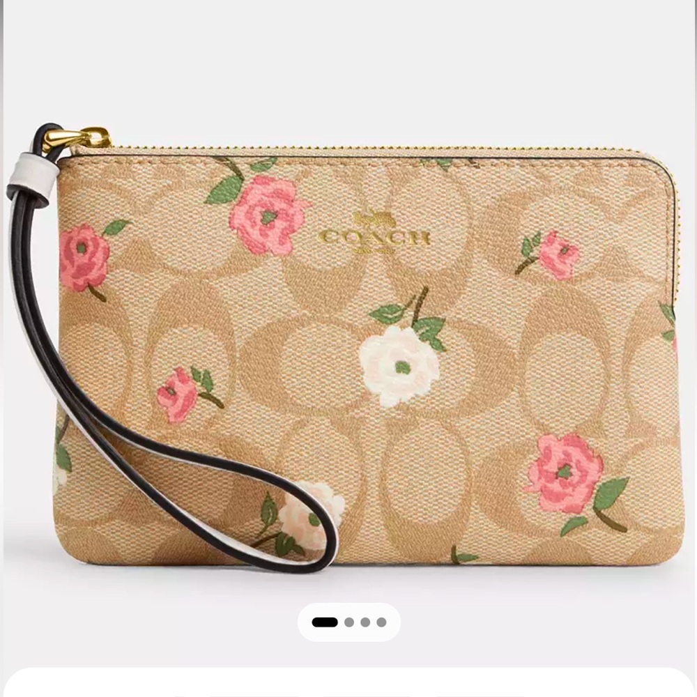 Coach CORNER ZIP WRISTLET IN SIGNATURE CANVAS WITH FLORAL PRINT - Picture 2 of 2